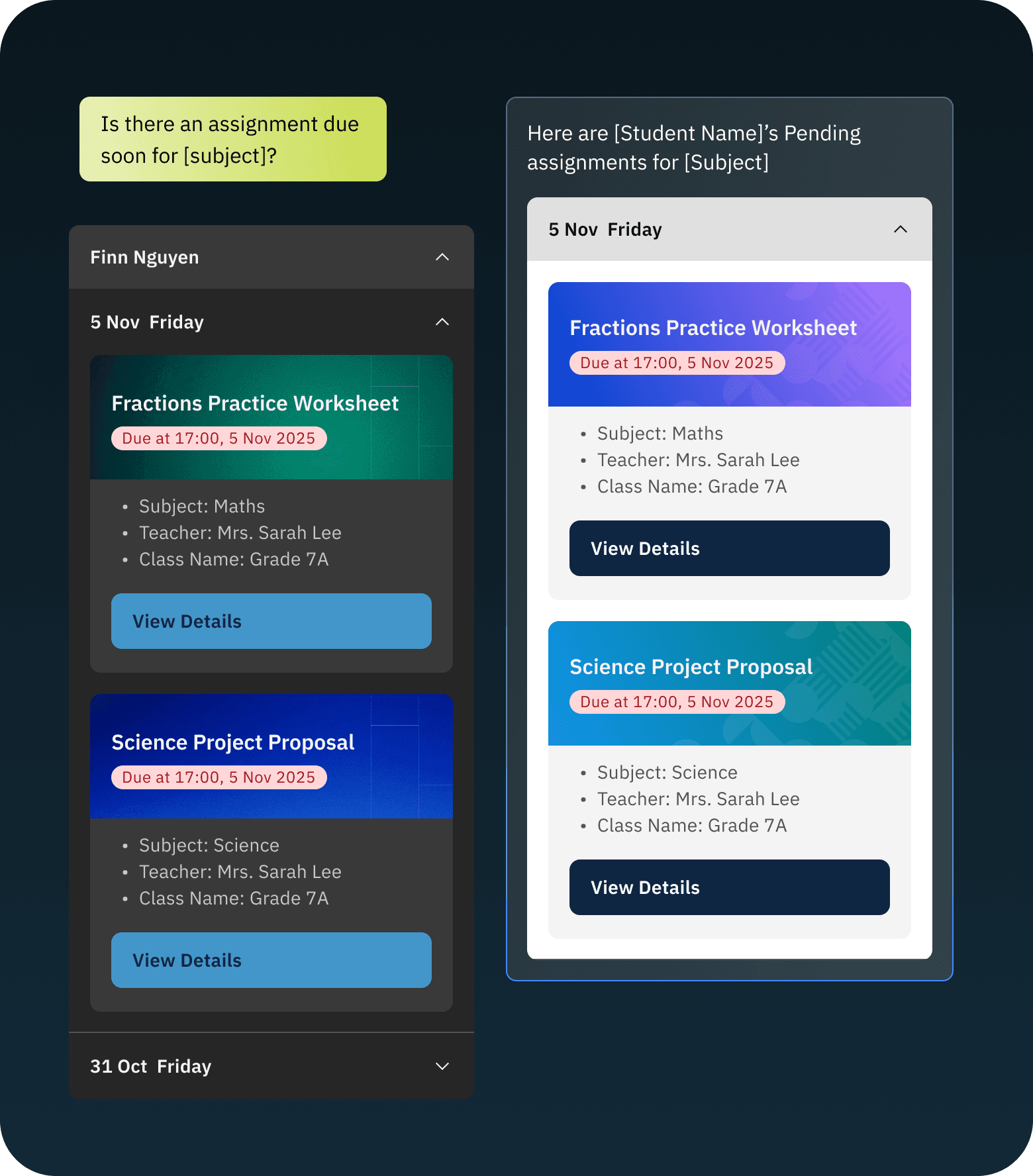 Assignment Tracking - ParentXP flow