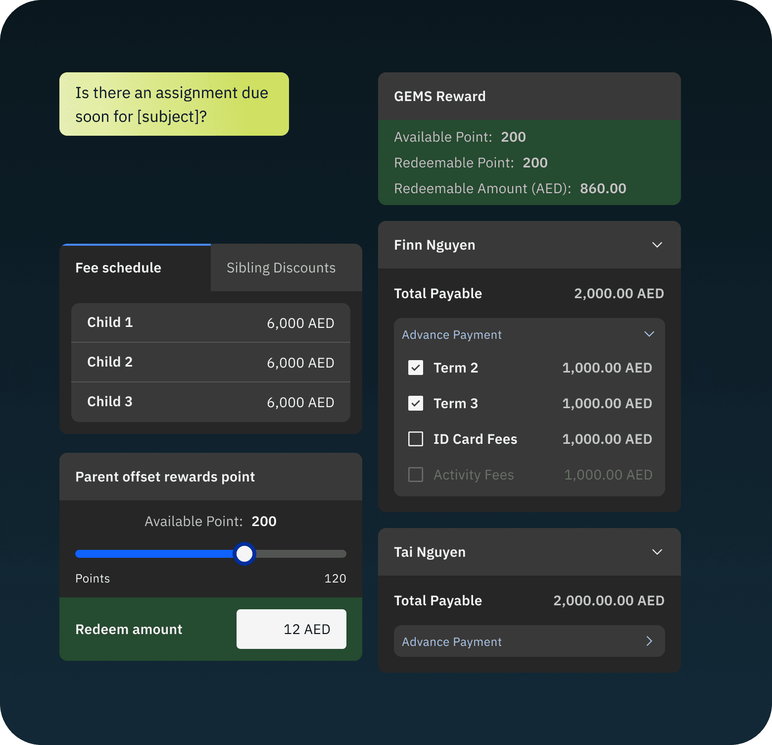 Fees & Policies - ParentXP flow