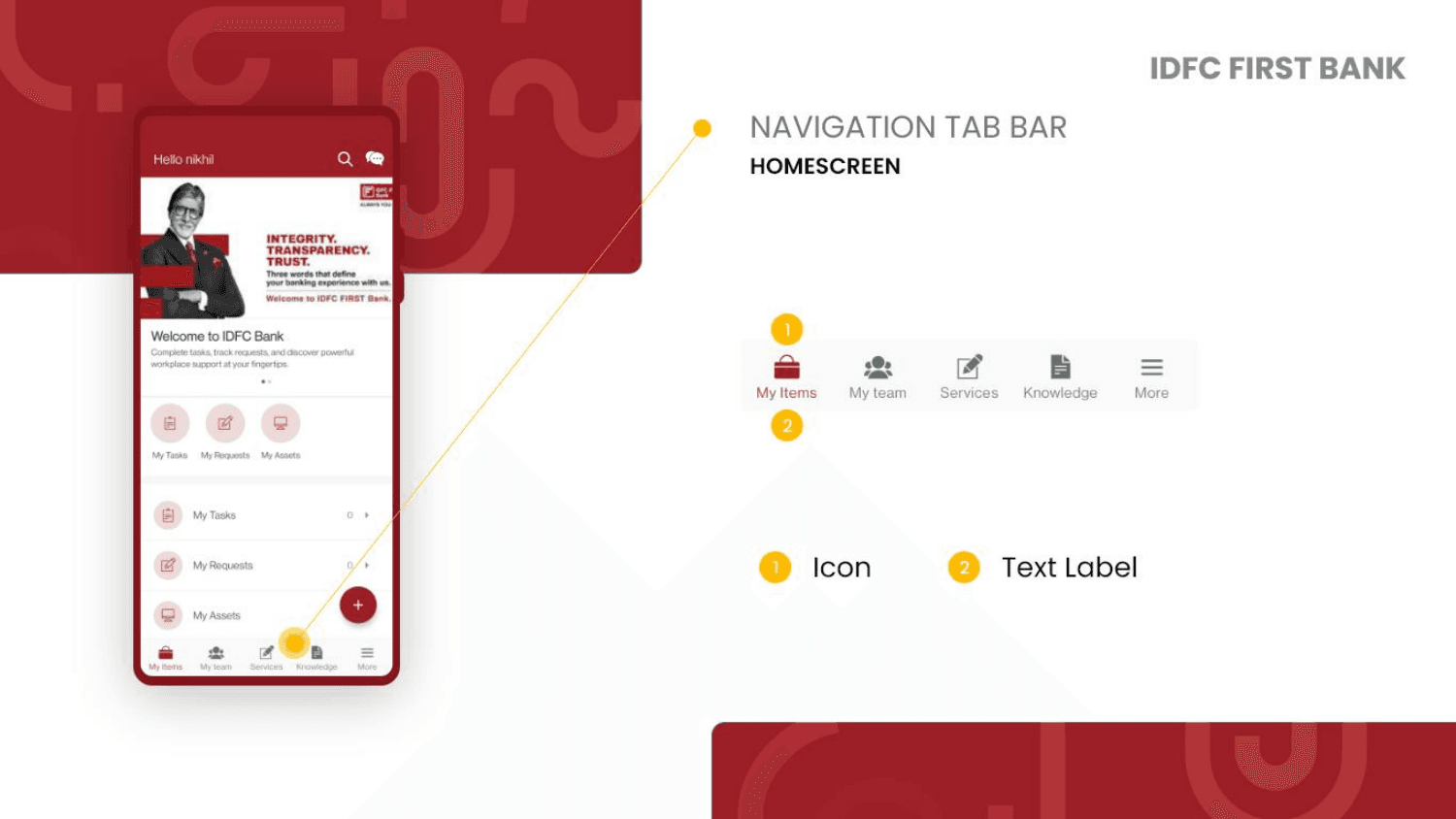 IDFC Bank app navigation tab bar
